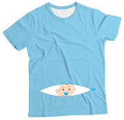 Camiseta Adulto Bebê na Barriga Azul MC