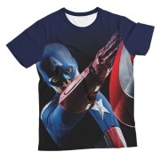 Camiseta Infantil Capitão América Azul MC