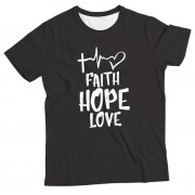 Camiseta Adulto Cristã Faith Hope Love MC