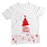 Camiseta Infantil  Feliz Natal Árvore Branca MC