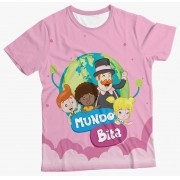Camiseta Infantil Mundo Bita Rosa MC