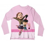Camiseta Infantil Minions Rosa ML