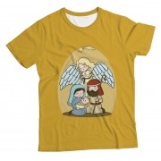 Camiseta Infantil Nascimento de Jesus Amarela MC