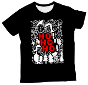 Camiseta Infantil Natal HoHoHo Preta MC