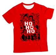 Camiseta Infantil Natal HoHoHo Vermelha MC