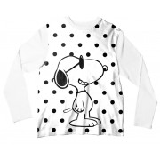 Camiseta Infantil Snoopy Branco e Preto ML