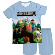 Pijama Infantil Minecraft Azul Claro PJMC