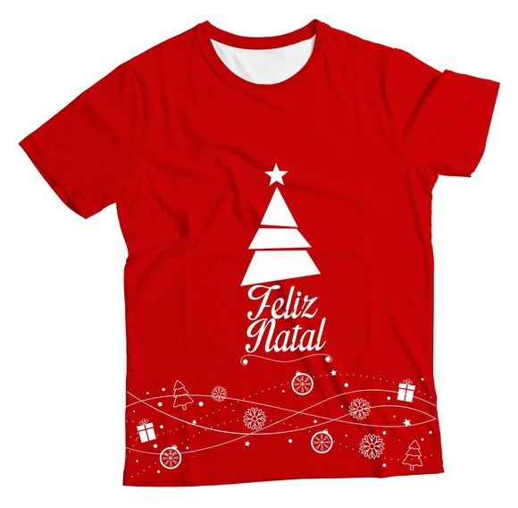 Camiseta Adulto Feliz Natal Vermelha MC