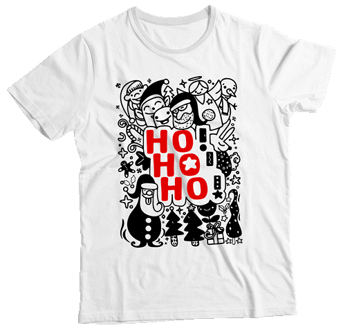 Camiseta Adulto Natal HoHoHo Branca MC