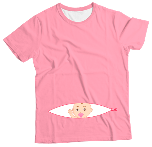 Camiseta Adulto Bebê na Barriga Rosa MC