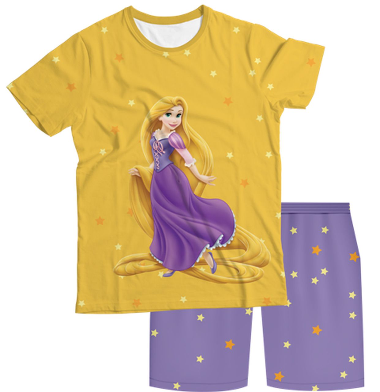 Pijama Infantil Rapunzel Amarela PJMC