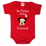 Body ou Camiseta Primeiro Natal com Nome Personalizado Minnie ou Mickey