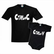 Kit Camiseta e Body de Bebê CTRL+C Cópia e CTRL+V Cola Dia dos Pais