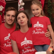 Kit Camisetas Natal da Família Personalizado com Sobrenome