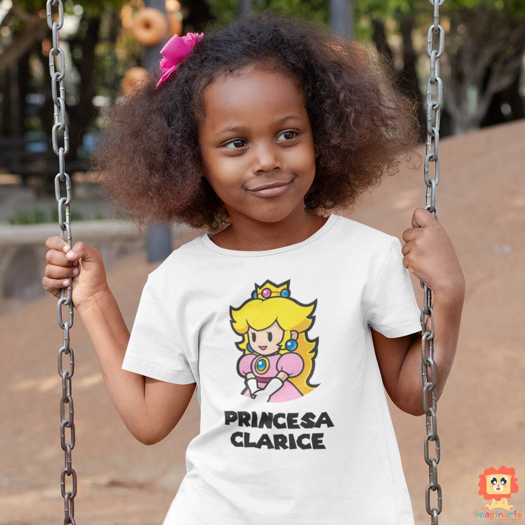 Camiseta Infantil Game Princesinha do Super Mario