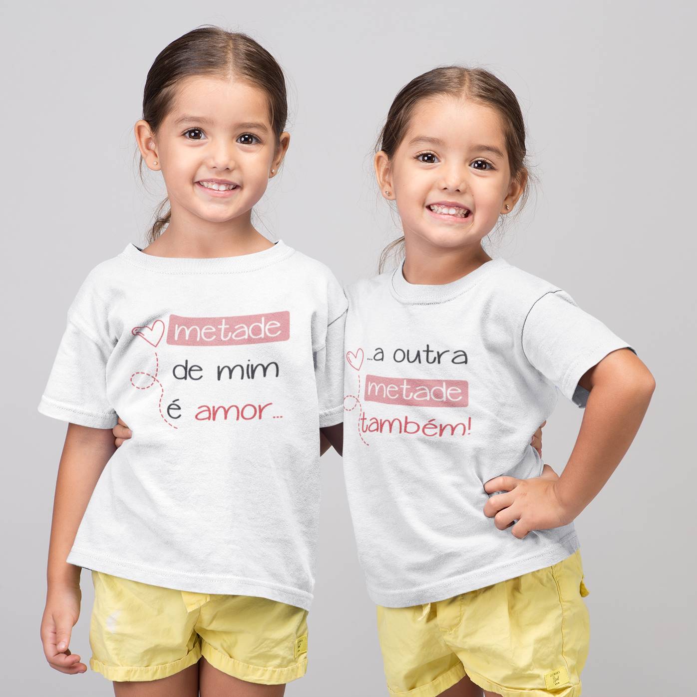 Camisetas ou Bodys Metade de Mim é Amor e a Outra Metade Também Kit Irmãos
