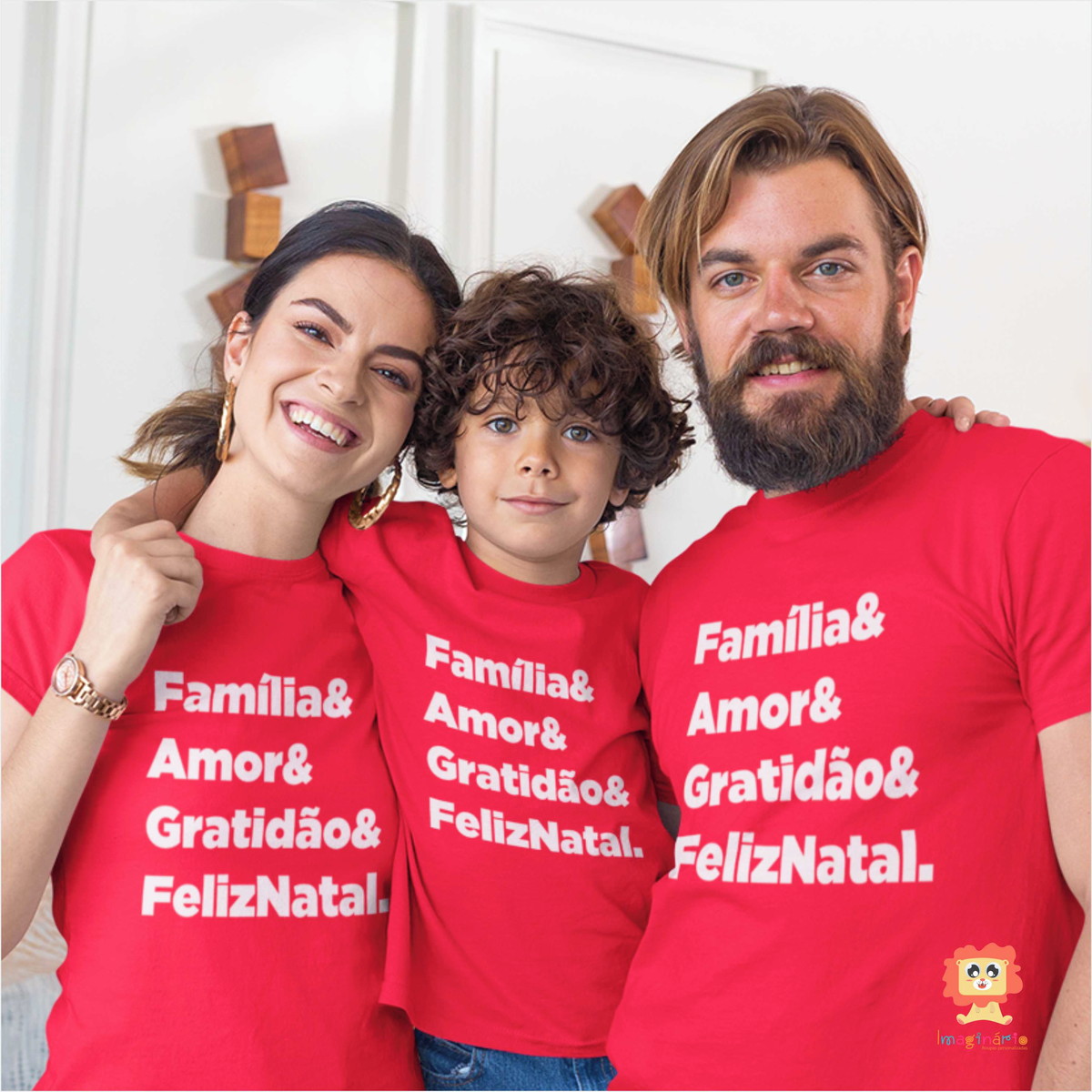 Kit Camisetas Família Amor Gratidão e Feliz Natal - Imaginário Roupas