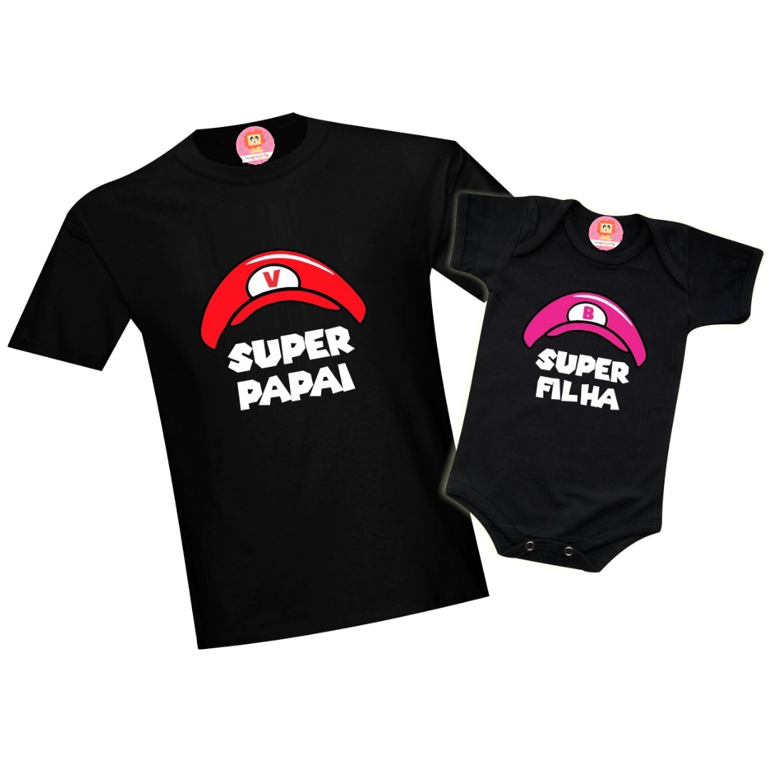 Kit Dia dos Pais Chapéu Super Mario Personalizado com as Iniciais do Nome