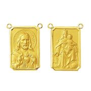 2 Medalhas Pingente Grande Escapulario Classico 2 Cm Ouro 18k Dupla Face K420