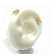 Piercing Flor Galho Ouro 18k Com Pedras Brancas Orelha Helix PCO11K068
