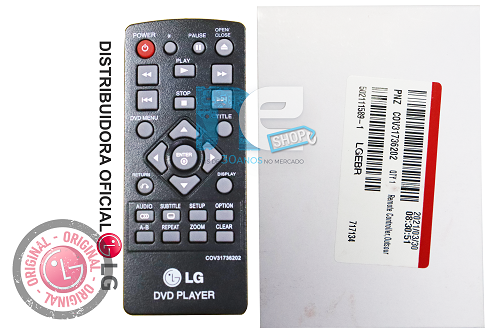CONTROLE REMOTO LG DVD DP132 COV31736202 AKB74075501