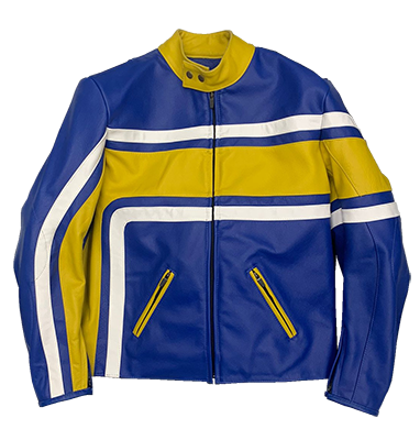 Jaqueta de couro motociclista Azul e amarela  - Ditesta & Daihead - Moto Store