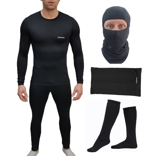 Kit  Segunda Pele Extreme Cold (Calça, Camiseta, Meia, Duas Balaclava) - Unissex - Ditesta & Daihead - Moto Store