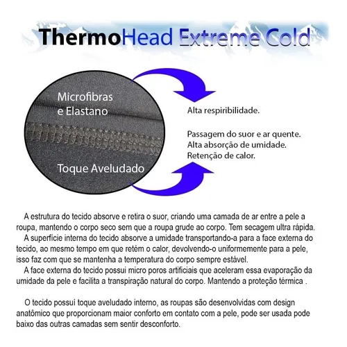 Kit  Segunda Pele Thermohead Extreme Cold ( Calça, Camiseta, Balaclava e Luva) - Unissex - Ditesta & Daihead - Moto Store