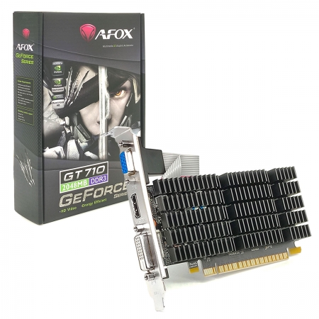 Placa de Vídeo Afox GeForce GT710, 2GB, DDR3, 64 Bits, Low Profile, HDMI/DVI/VGA - AF710-2048D3L7