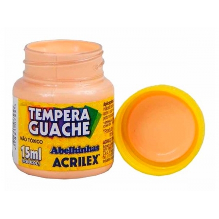 Tempera Guache, 15 ml, Caixa C/ 12 Unidades, Acrilex - Amarelo Pele