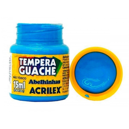 Tempera Guache, 15 ml, Caixa C/ 12 Unidades, Acrilex - Azul Celeste