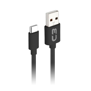 Cabo USB-USB C C3Plus CB-C11BK, Preto, 1m, 2A
