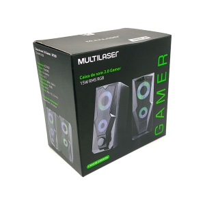 Caixa de Som Gamer Multilaser SP330, USB + P2 (3.5mm), 15W RMS, LED RGB, 2.0 Estéreo