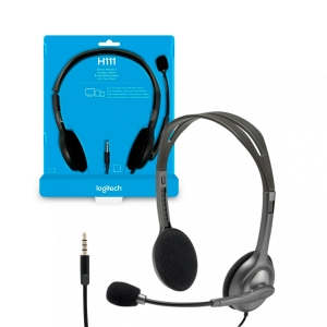 Headset Logitech H111 Stereo, C/ Microfone, Redução de Ruído, Conexão P3 3,5mm, Cinza - 981-000612