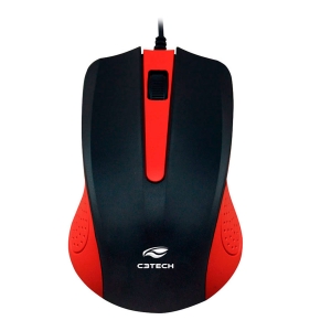 Mouse C3Tech MS-20RD, USB, 1000 DPI, Vermelho e Preto