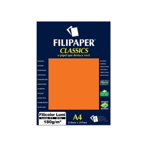 Papel Filicolor Lumi Classics A4, 180 g, 20 Folhas, Filipaper - Laranja - 00909