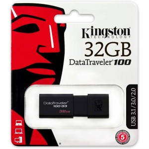 Pendrive 32GB Kingston, USB 3.0, Preto - DT100G3/32GB