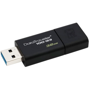 Pendrive 32GB Kingston, USB 3.0, Preto - DT100G3/32GB