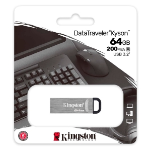 Pendrive 64GB Kingston DataTraveler Kyson, USB 3.2 Gen 1 (200MB/s de Leitura) - DTKN/64GB
