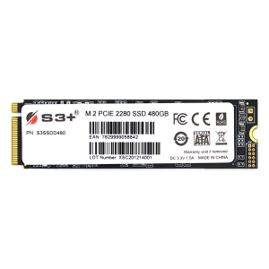 SSD 480GB S3+, M.2 2280 NVMe 1.3, PCIe Gen 3x4, Leitura 2000 MB/s, Gravação 1600 MB/s - S3SSDD480