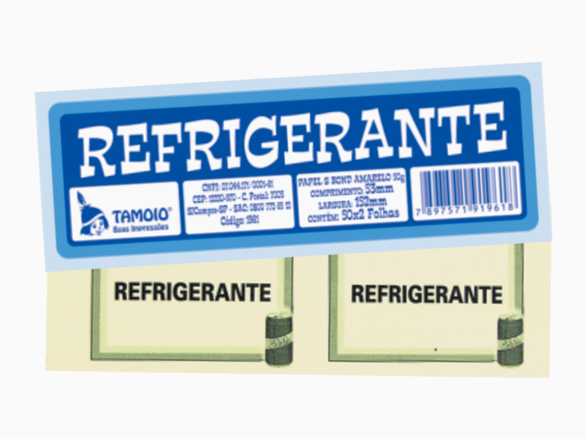 Bloco Ficha de Refrigerante, 50 x 02 Folhas, Pacote Com 10 Blocos, Tamoio - 01961