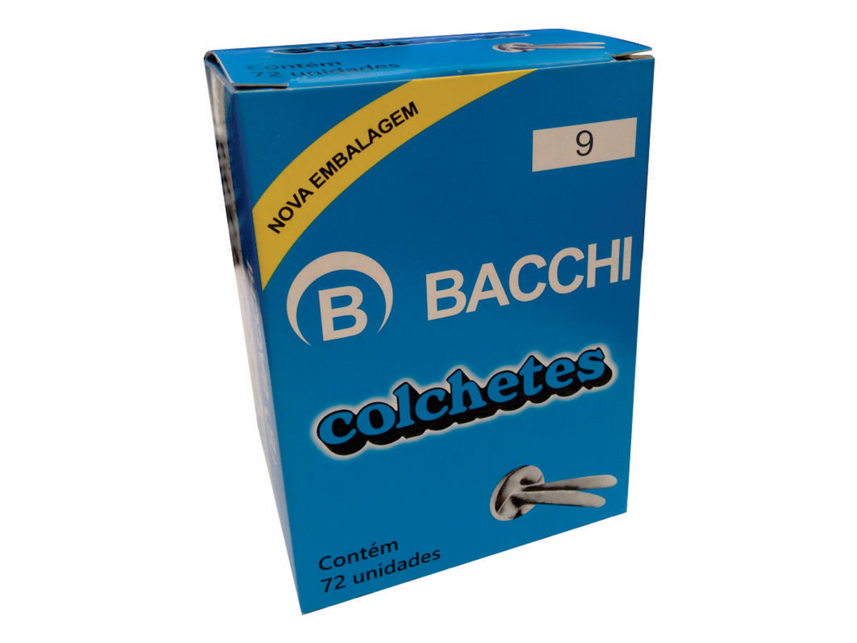 Colchete N° 09, Caixa Com 72 Unidades, Bacchi