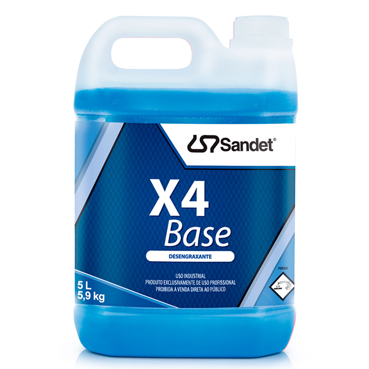 Desengraxante Líquido Sandet X4 Base, Concentrado, Limpeza Pesada, Alcalino - 5 Litros