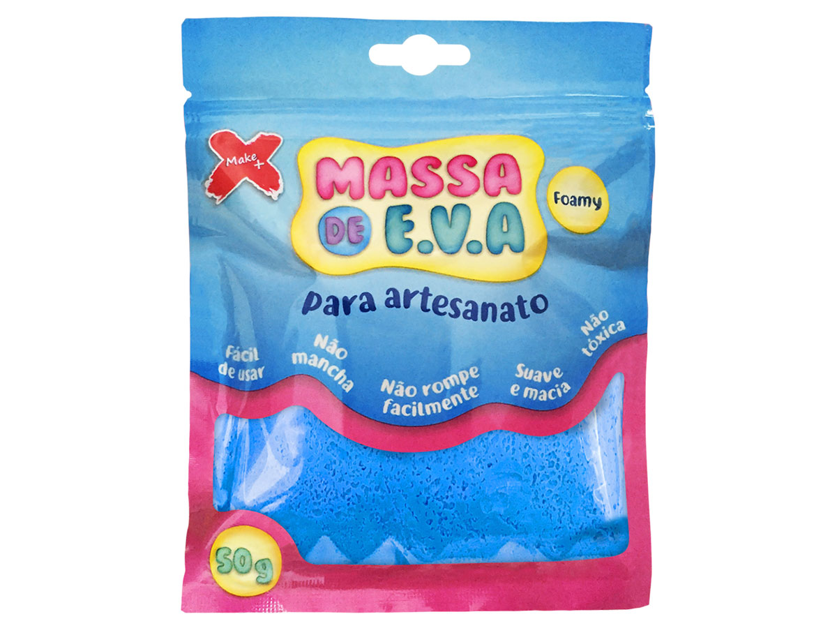 Massa de E.V.A. Lisa 50 gr, Make+ - Azul Claro