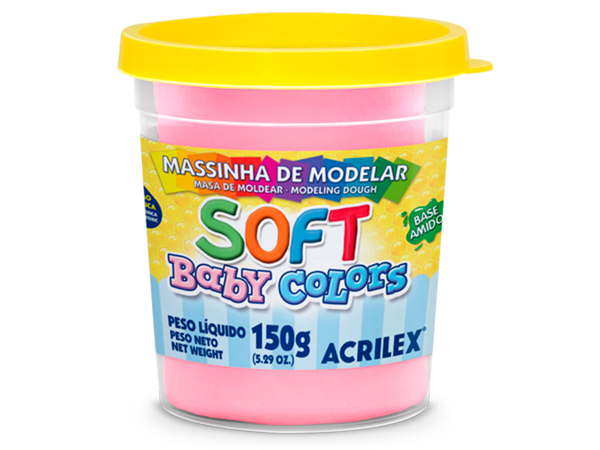 Massinha de Modelar Soft, Pote 150 g, Acrilex - Rosa Bebê
