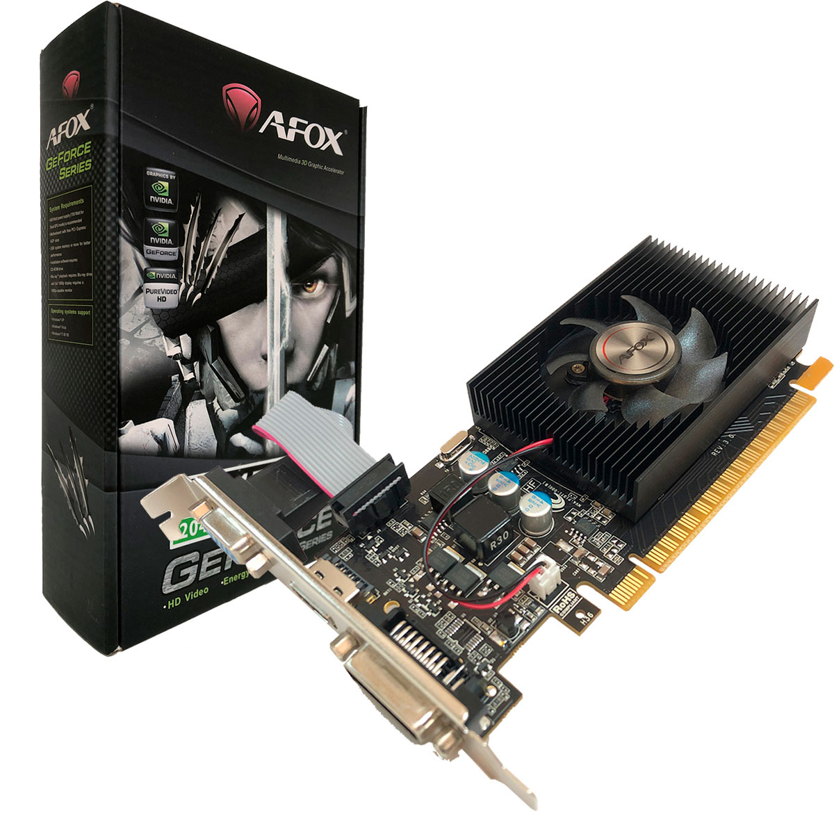 Placa de Vídeo AFOX Geforce GT420 2GB DDR3 128 Bits Low Profile HDMI/DVI/VGA - AF420-2048D3L5