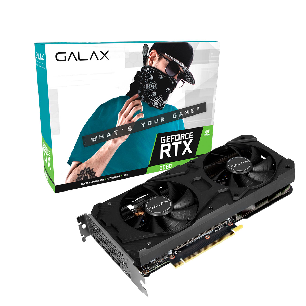 Placa de Vídeo Galax GeForce RTX 3060 (1-Click OC) LHR, 12GB, GDDR6, 192 Bits - 36NOL7MD1VOC