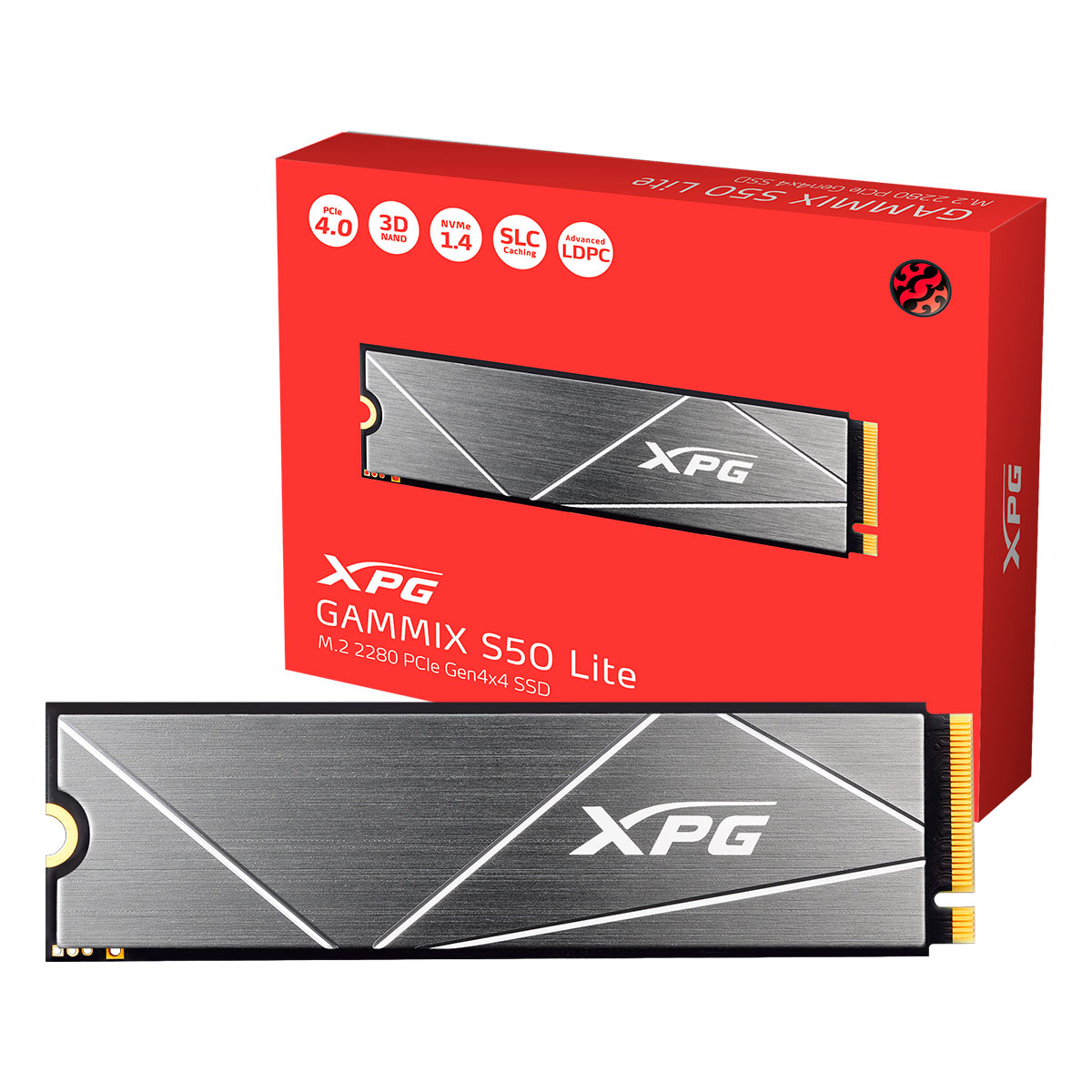 SSD XPG Gammix S50 Lite 1TB, M.2 2280, NVME, PCIe Gen4 x4 - Leitura: 3900 MB/s, Grav: 3200 MB/s