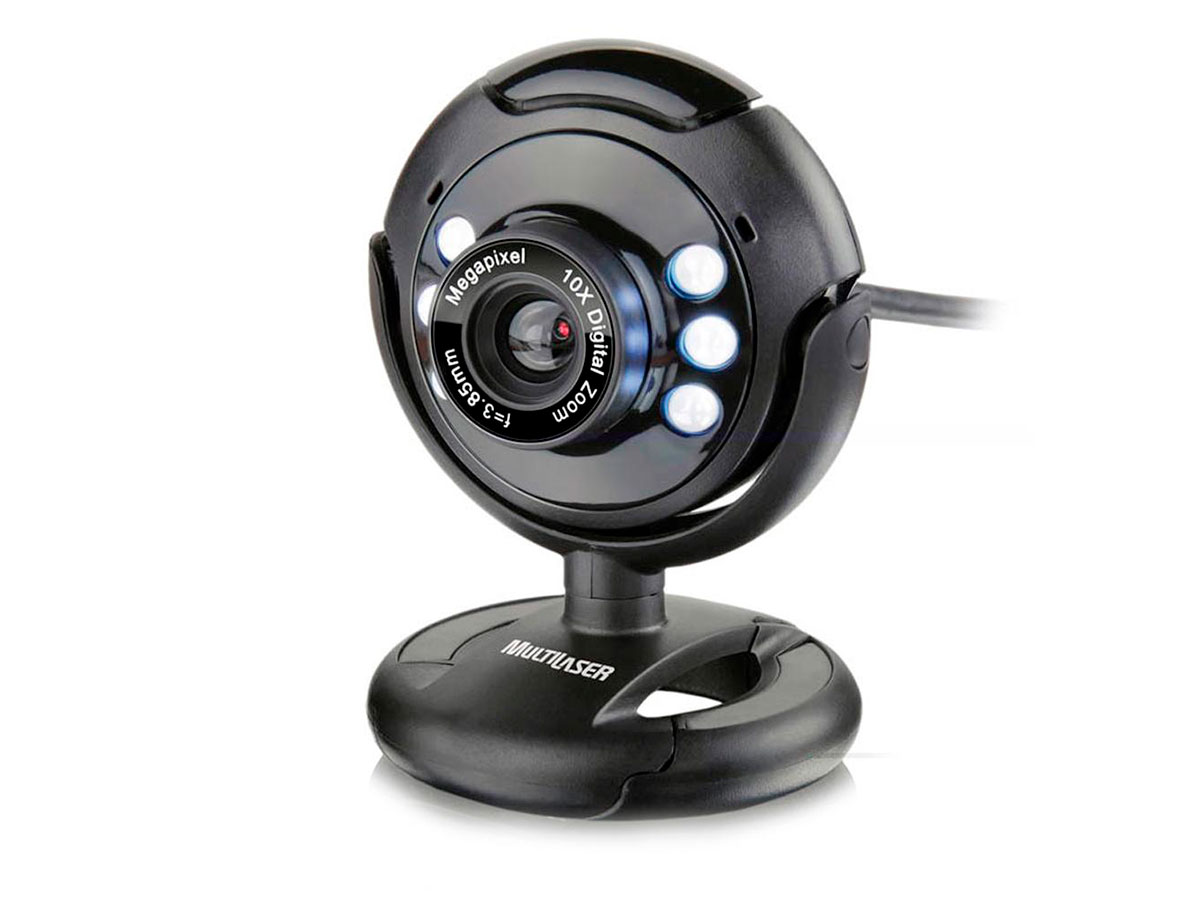 Webcam Multilaser WC045, Plug e Play, 16MP, Nightvision, Microfone, USB 2.0, Preto