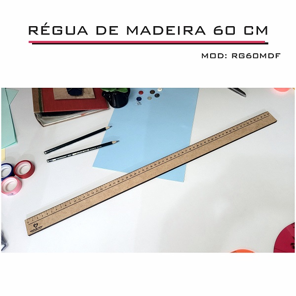 5 Régua 60cm Madeira Modelagem Estilista Corte Costura Fenix
